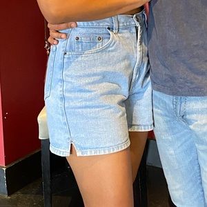 Mid rise denim shorts